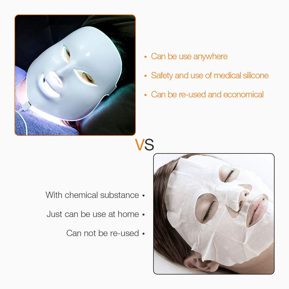 Led Face Light Therapy Beauty Mask 7 Colors Led Facial Mask Skin Care Products Facial Rejuvenating Skin Tightening Device