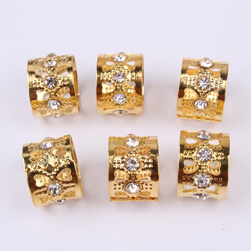 50 sztuk złota robić włosów kryształ górski strach warkocze Dreadlock koraliki regulowany warkocz mankietów klip w kształcie serca w kształcie serca narzędzie robić przedłużania włosów biżuteria 13mm