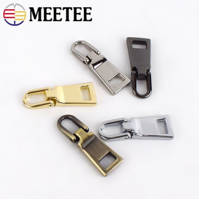 Meetee 10Pcs 9X28Mm 3 # Metalen Rits Trekkers Ritsen Pull Tab Zip Reparatie Kits Diy Kleermaker gereedschap Naaien Hardware Accessoires