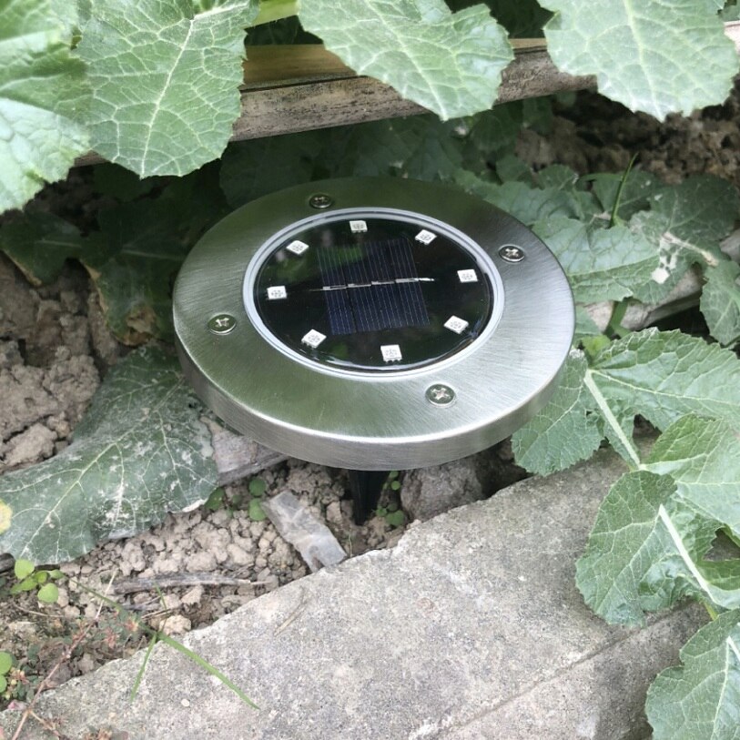 LED solaire lumière de pelouse lampe extérieure colorée 8LED s enterré éclairage souterrain étanche jardin/paysage/patio/rue/canal