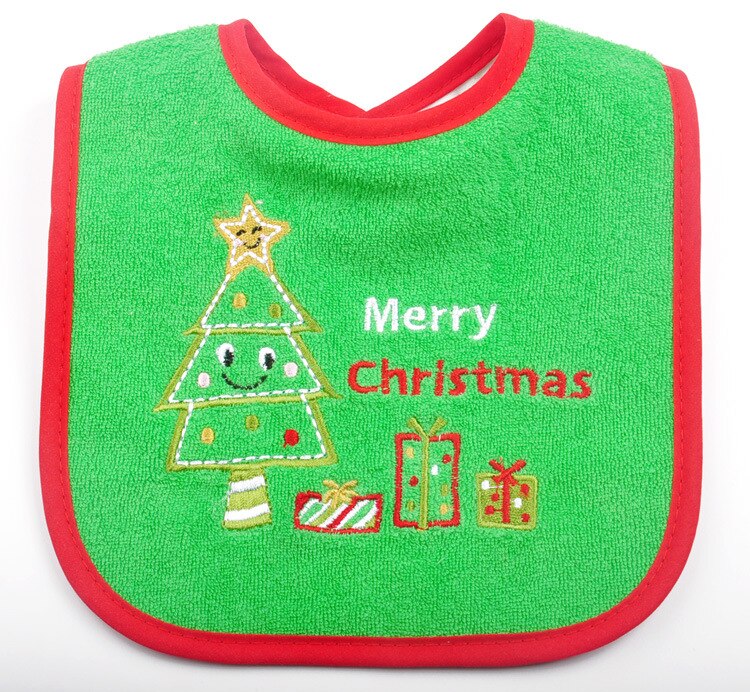 Natal à prova dwaterproof água babadores do bebê em torno do pescoço burp panos santa elk árvore de natal padrão infantil saliva toalha natal crianças presente