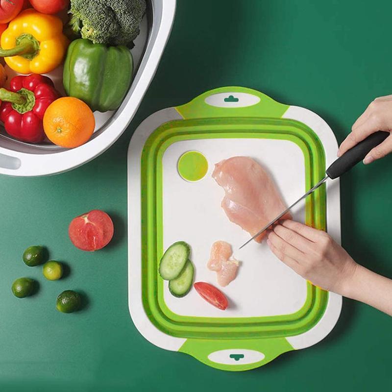 Multifunction Collapsible Cutting Board Dish Tub 3 Basins supplies Drain Outdoor Basket Kitchen 1 Camp Sink Folding Portabl C1U8