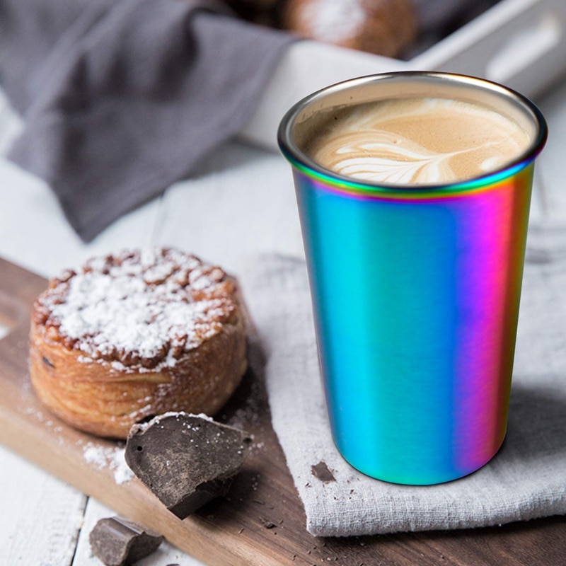 Regnbue fest kop rustfrit stål kop 16oz 5 stk drikkeglas øl krus