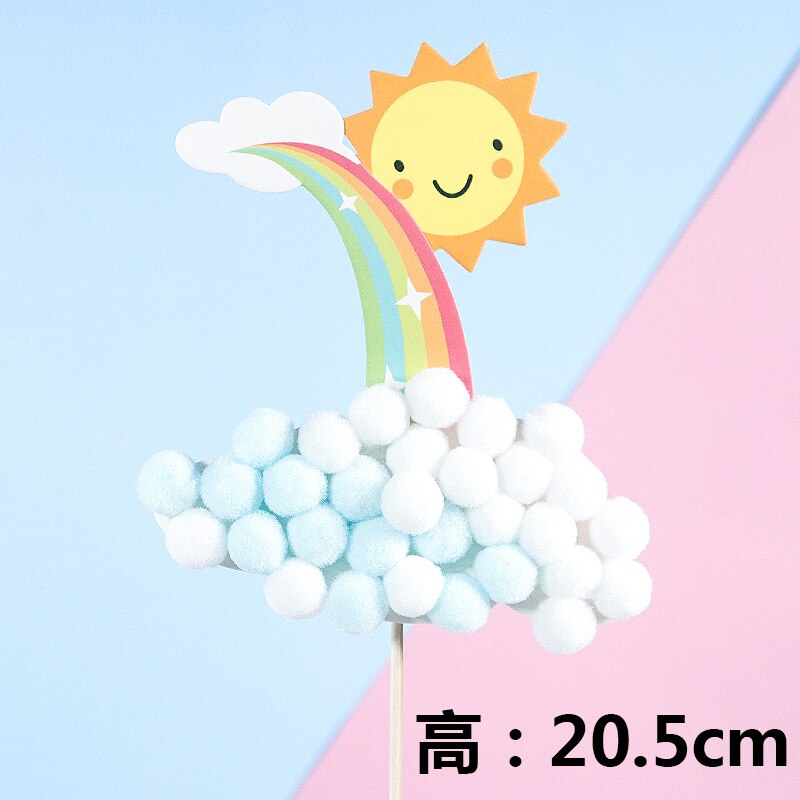 Cakelove Happy Birthday Cake Topper Cute Rainbow star sun Cloud Happy Birthday Cake Topper Flag Party Dessert Decoration Flags: rainbow 5