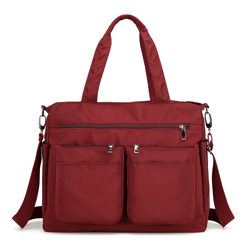 Women Multi-Pocket Travel Storage Bag Laptop Briefcase for Office Teacher Nurse Large Capacity Light Weight: Wine Red