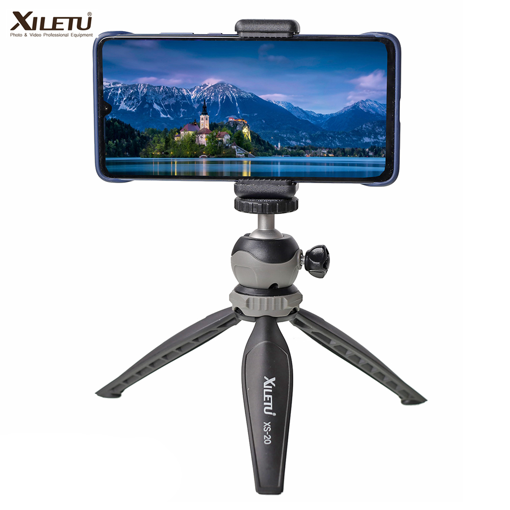 XILETU XS-20 Mini Desktop kleine Telefoon Stand Tafelblad Statief voor Vlog Mirrorless Camera Smart telefoon met Afneembare Ball hoofd