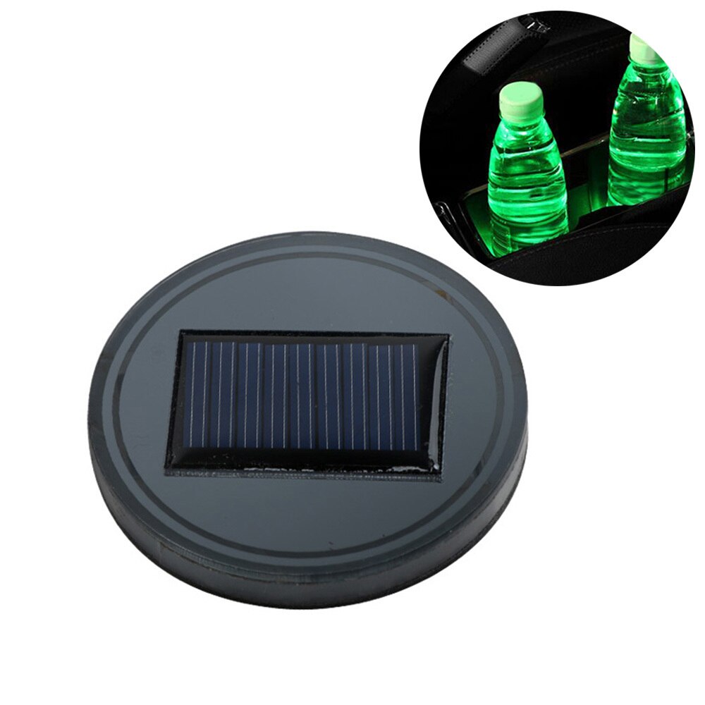 Solar Car Cup Holder With LED Light Bottom Mat Pad Cover Lamp Bottle Drinks Coaster Car Styling