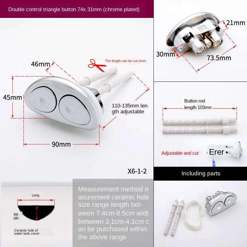 Toilet tank button oval toilet flush button double button toilet bowl toilet switch accessories: Triangle ellipse