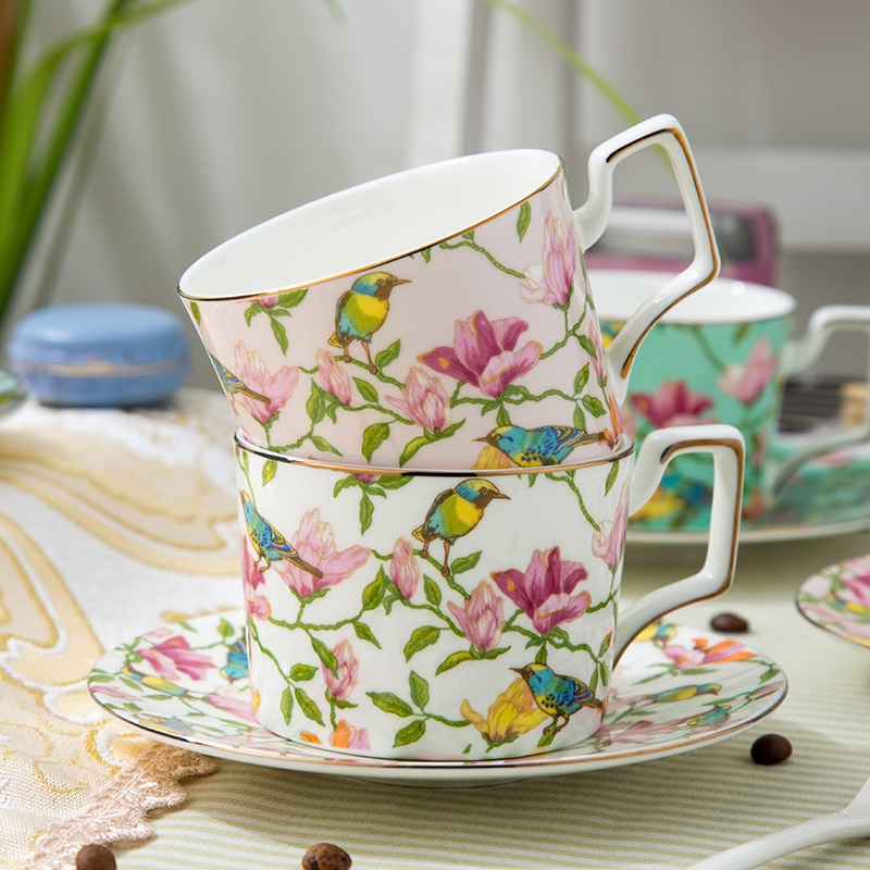 Fijne Bone China Keramische Kopje Thee Set Met Lepel