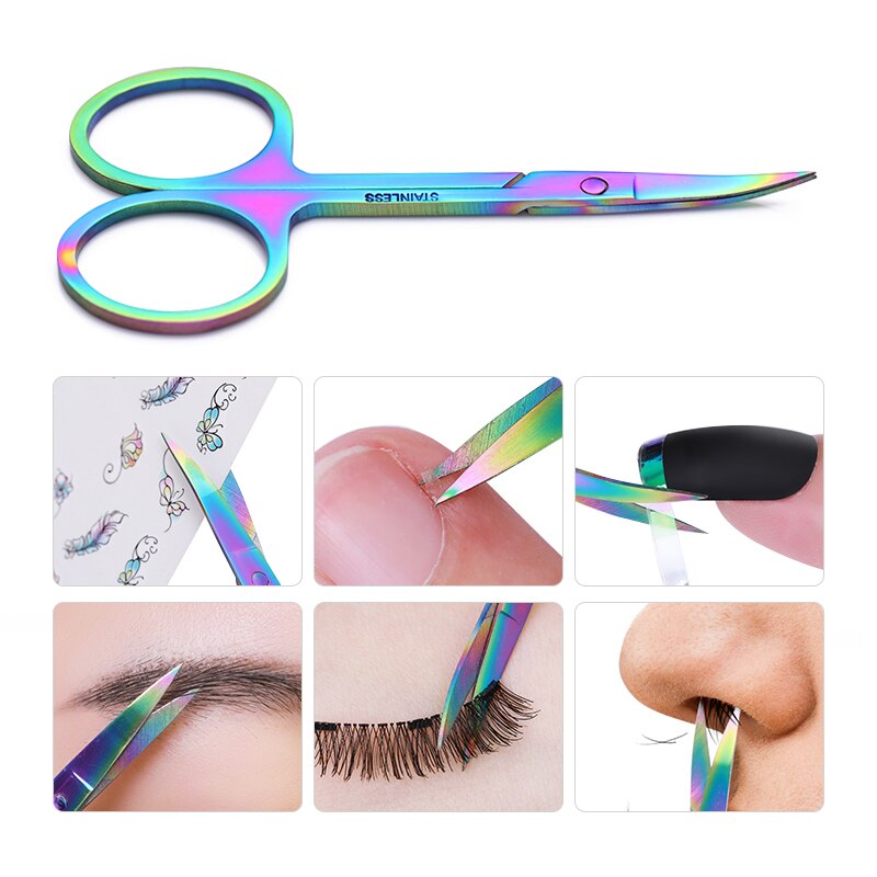 BORN PRETTY-Tijeras de camaleón para uñas, cutículas, maquillaje, cabeza curva, cejas, producto para eliminar la piel muerta, 1 ud.