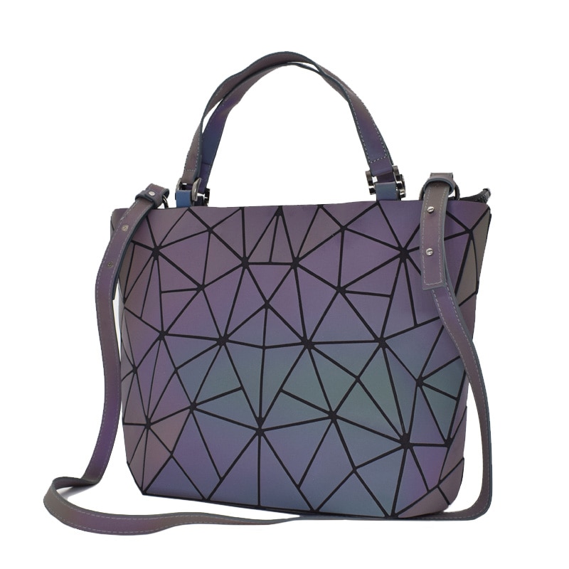 Vrouwen Handtas Luxe Schoudertas Set Vouwen Bakken Crossbody Bag Vrouwelijke Portemonnee En Portemonnee Dames Lichtgevende Geometrische Emmer Zak