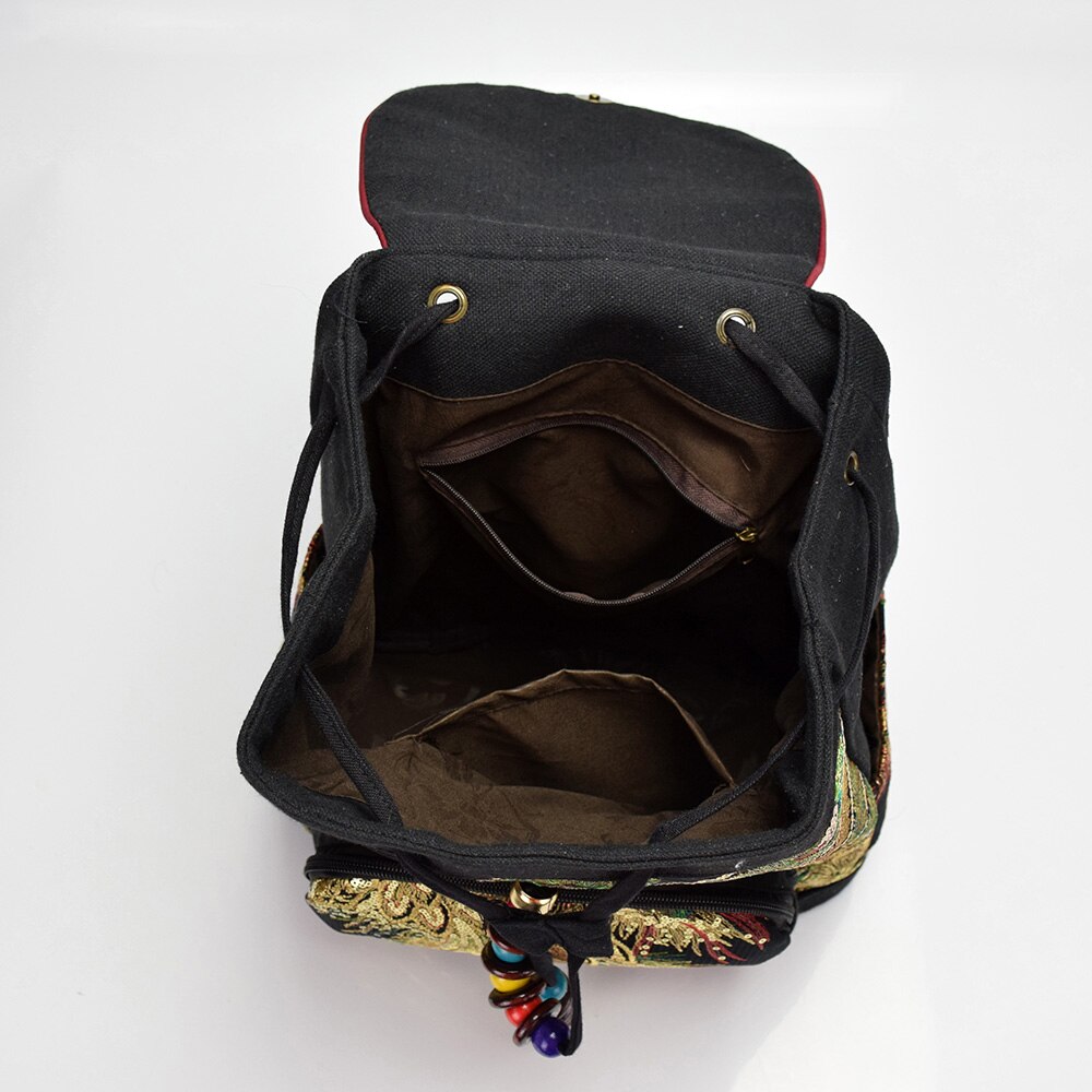 Veowalk phoenix mochilas femininas bordadas de seda, mochilas retrô de verão, mochila feminina traseira artesanal pequena