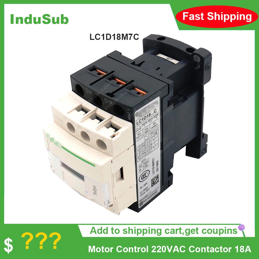 100% Original Schneider LC1D18M7C Motor Control 220VAC Contactor 18A LC1-D18M7C LC1D Standard TeSys One Year Warranty