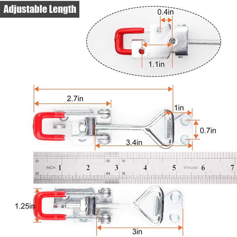 Adjustable Toggle Clamp,Heavy Duty Lockable 4002 Style Toggle Latch Hasp Clamp(6Pack)