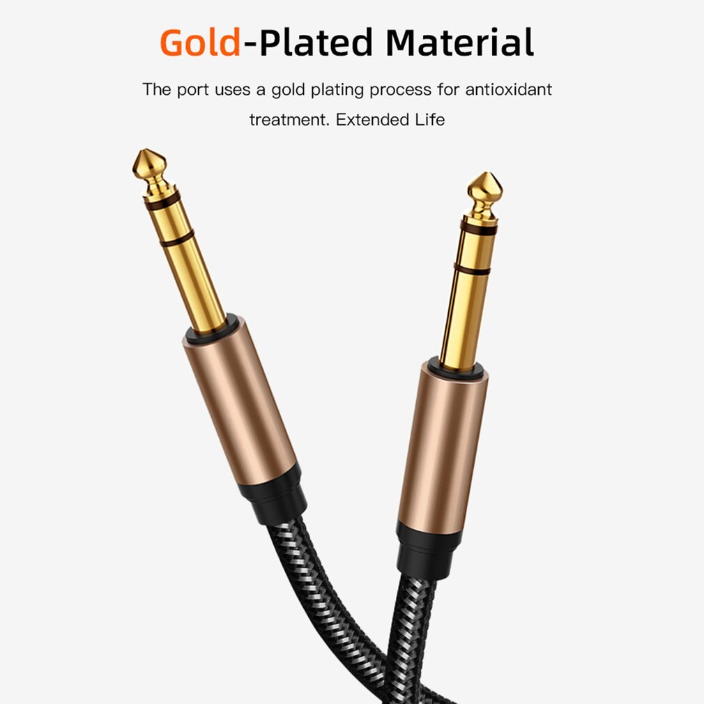 6.5mm Jack Audio Cable Nylon Braided 6.35 Jack Male to Male Aux Cable For Guitar Mixer Amplifier Bass 6.35 mm Jack Cord