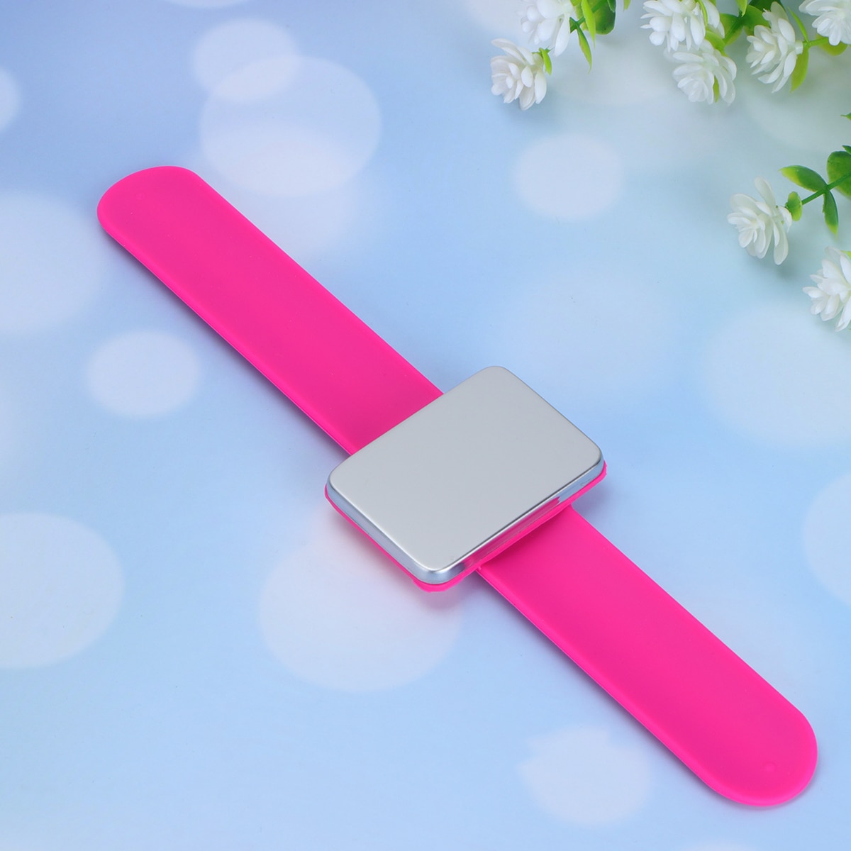 Pulsera magnética de silicona con aguja y ventosa de silicona para peluquería, brazalete Slap para suministros de salón y tienda: Rosy