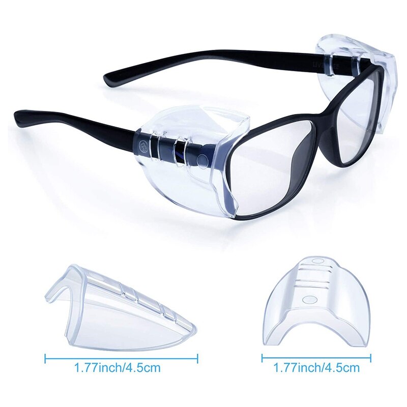 Protectores laterales para gafas de seguridad, protector lateral transparente antideslizante para gafas de seguridad, se adapta a anteojos pequeños y medianos, 12 pares