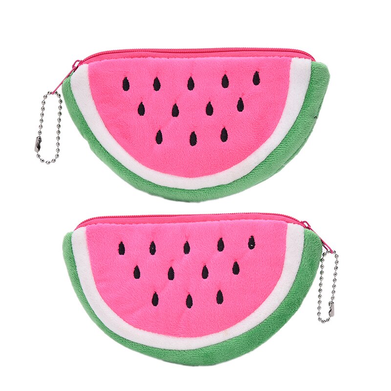 1Pcs Pink Watermelon Plush Stationery Coin Purse Bag