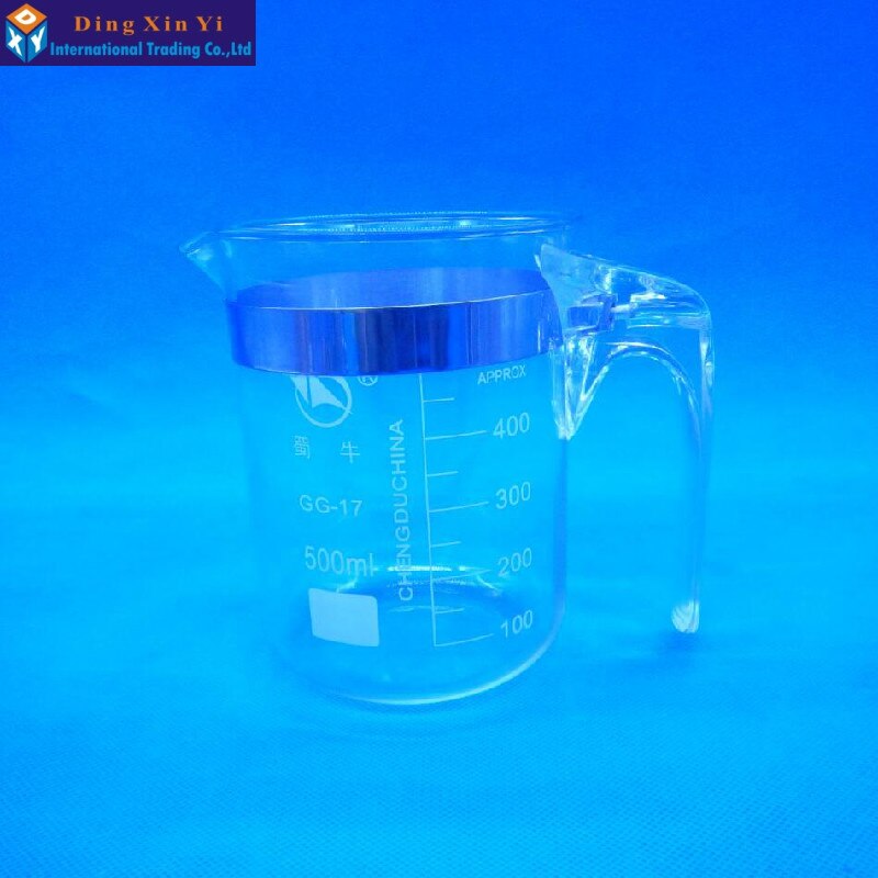 1 stück Glas becher Mit griff 500 ml becher Labor Liefert labor glas messbecher
