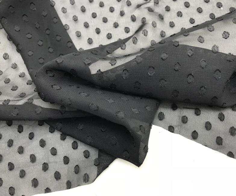 Tela de vestido Swissdot de gasa suave, Material ligero, transpirable, artesanal: 2 Black