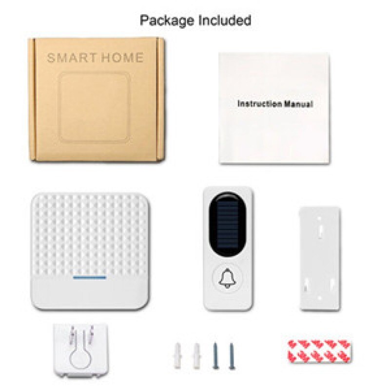 Smart Home Wireless Long Range Doorbell With 52 Chimes & Solar Charging Transmitter Can Reach max 100meters Distance