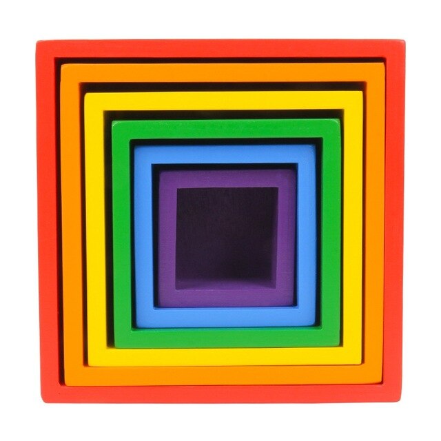 Baby Wooden Rainbow Blocks Toy Buliding Balance Game Stacker Montessori Educational Toys Wooden Gym Play Large Size Rainbow Toys: Box