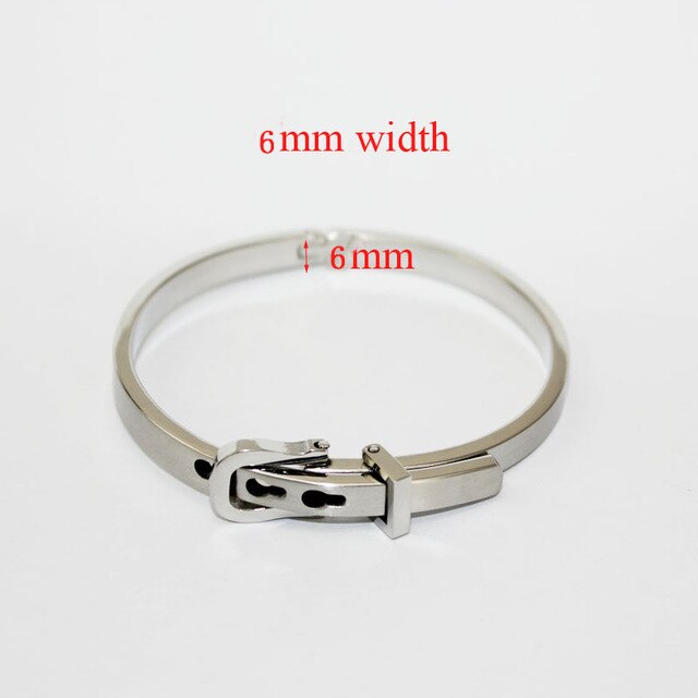 Riem Gesp Armband Femme 4 Kleuren Rvs Punk Verstelbare Manchet Armbanden Bangles Lady Sieraden: 6 mm silver