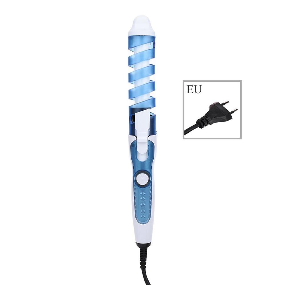 Electric ABS Spiral Curling Tool Electric Hair Curlers Automatic Curling Wand Hair Styling Machine Curling Tool: EU BLUE