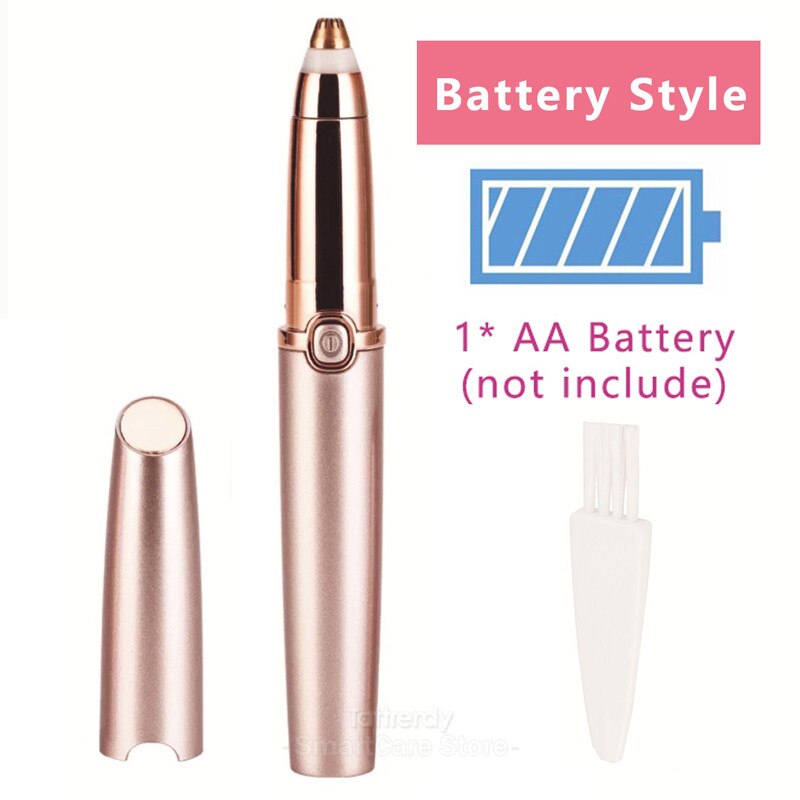 Womens Wenkbrauw Scheerapparaat Verwijder Gezichtshaar Usb Wenkbrauw Trimmer Facial Gezicht Scheermes Mini Kleine Draagbare Elektrische Trimer Voor Vrouwen: Battery gold