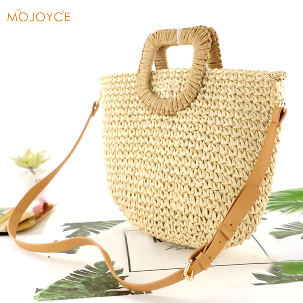Handgemachte Sommer Strand Rattan Gewebt Stroh Tasche Sommer Frauen Bote Umhängetaschen Mädchen Kleine Strand Handtasche