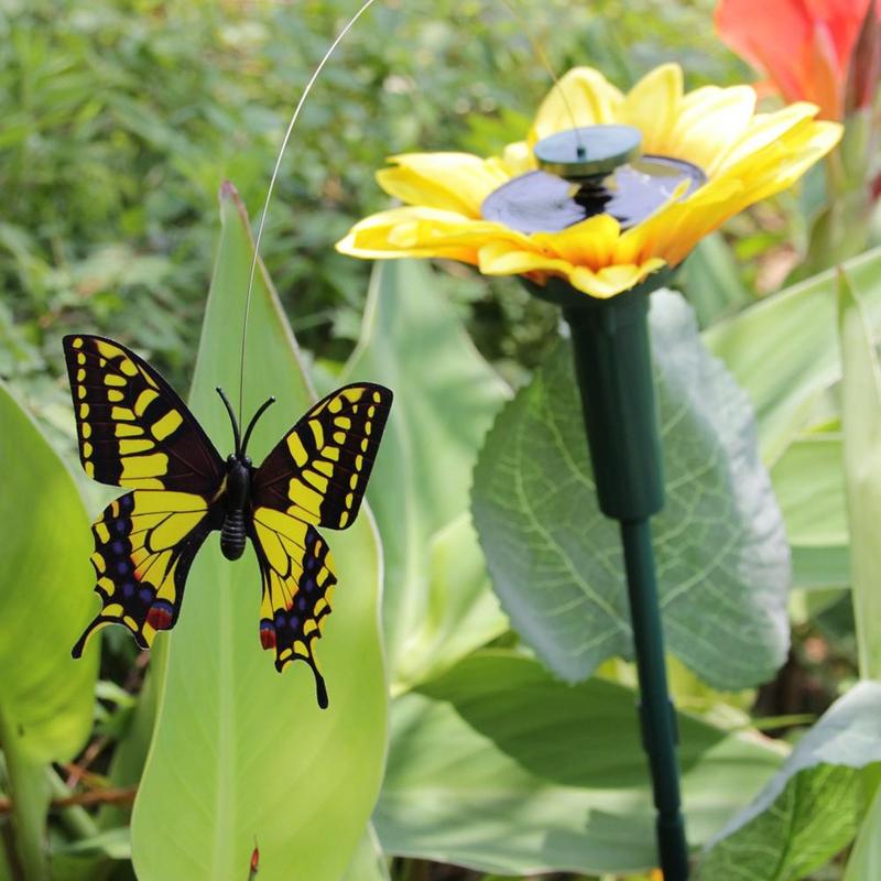 Simulação de dança movido a energia solar borboletas vibrantes planta decoração do jardim presentes vaso quintal acce beija-flor pr f4p3