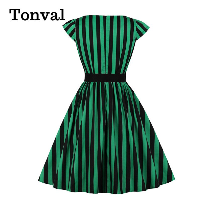 Contrast Collar Button Up Rockabilly Vintage Cotton Dresses 50S Retro Women Cap Sleeve Summer Pockets Elegant Dress
