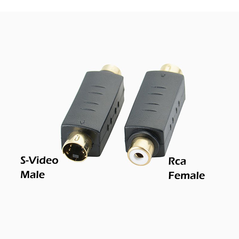 RCA hembra compuesto a 4 pines s-video svideo adaptador macho conector convertidor Terminal de vídeo revolución RCA madre AV: Negro / <=0,5 m