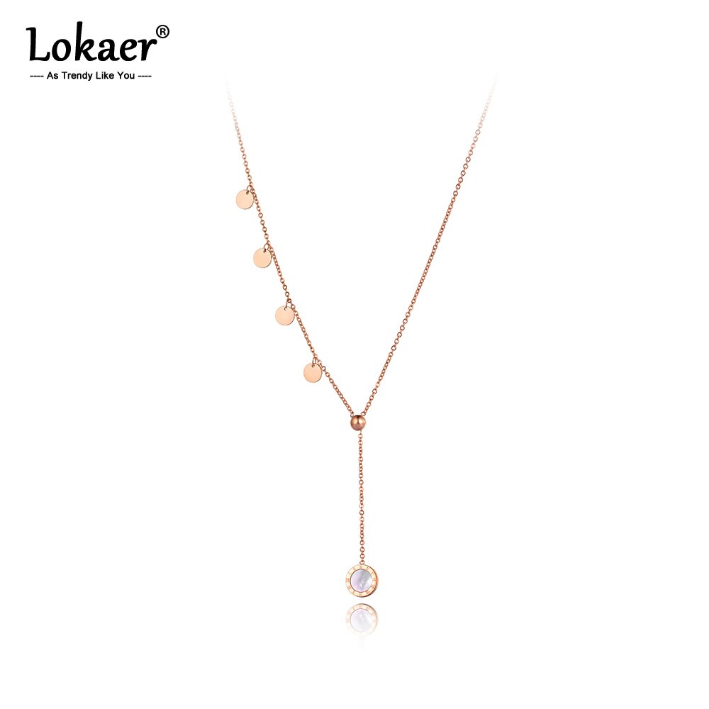 Lokaer Classic Wit Shell Romeinse Cijfers Charm Hanger Kettingen Voor Vrouwen Rvs Ketting Ketting N20169