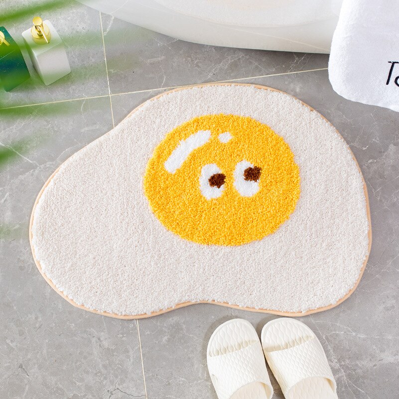 Huevo frito alfombra Baño de dibujos animados entrada alfombra alfombras cocina dormitorio alfombras de piso absorbente a prueba de polvo Anti-Slip felpudo: eye egg