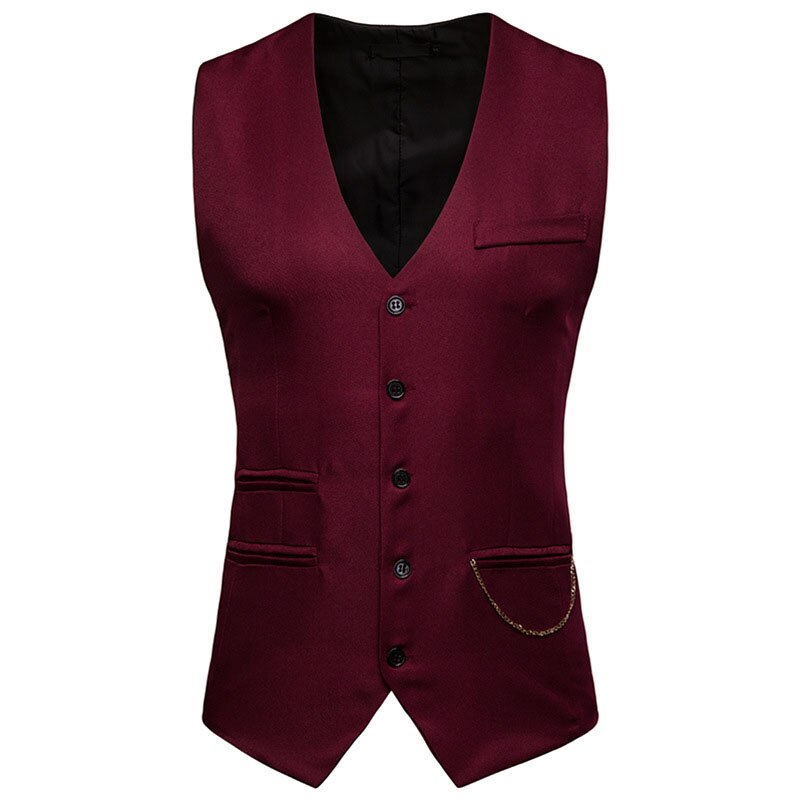 Gilet de costume de mariage blanc pour homme, veste slim fit à simple boutonnage, style business décontracté, 2022 marques: Vin rouge / Xxl