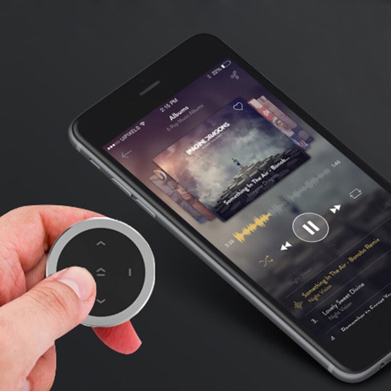 Musik Lautstärke Steuerung am Lenkrad für Android Apple kwmobile Bluetooth Fernbedienung Auto Button mit Halterung und Fernauslöser Funktion 