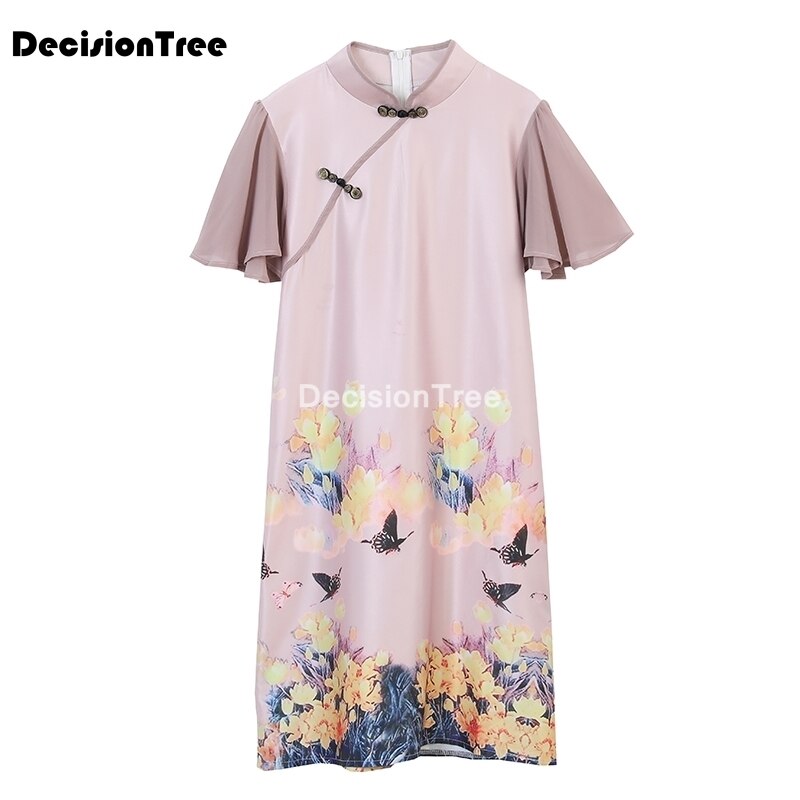 Vestido chino cheongsam qipao, vestido tradicional chino clásico para mujer, vestido de manga corta novedad
