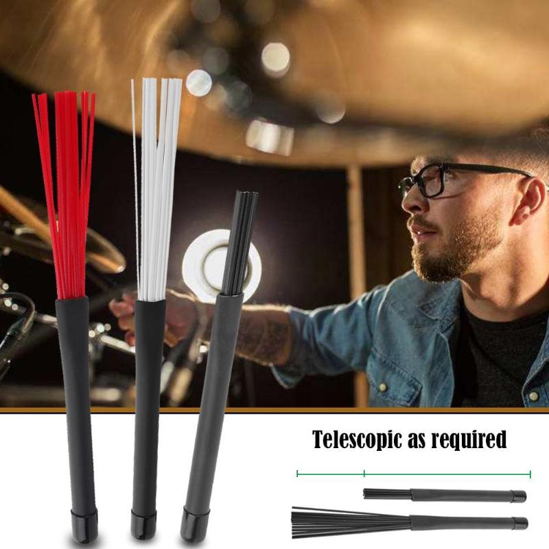 2pcs Retractable Nylon Bristle Jazz Drum Brushes Drum Sticks Percussion Drumsticks Musical Accessories