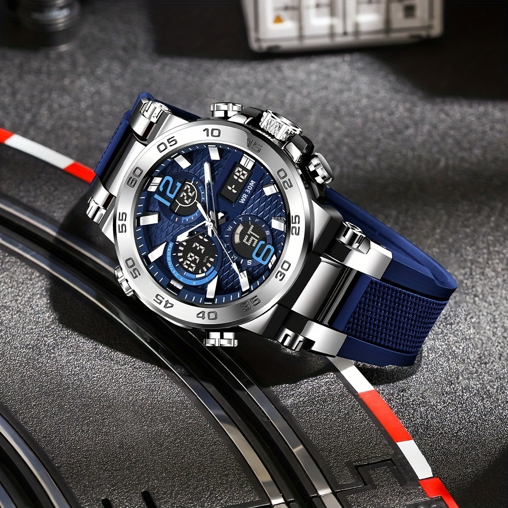 Relógio eletrônico digital masculino multifuncional com despertador, data de luz noturna, seleção de presente para entusiastas ao ar livre