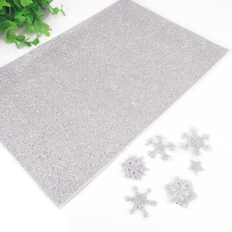 Fiocchi di neve di natale stelle giocattoli artigianali bambini creativi fai da te Glitter stelle fiocchi di neve paillettes carta spugnosa materiale manuale giocattoli: Silver