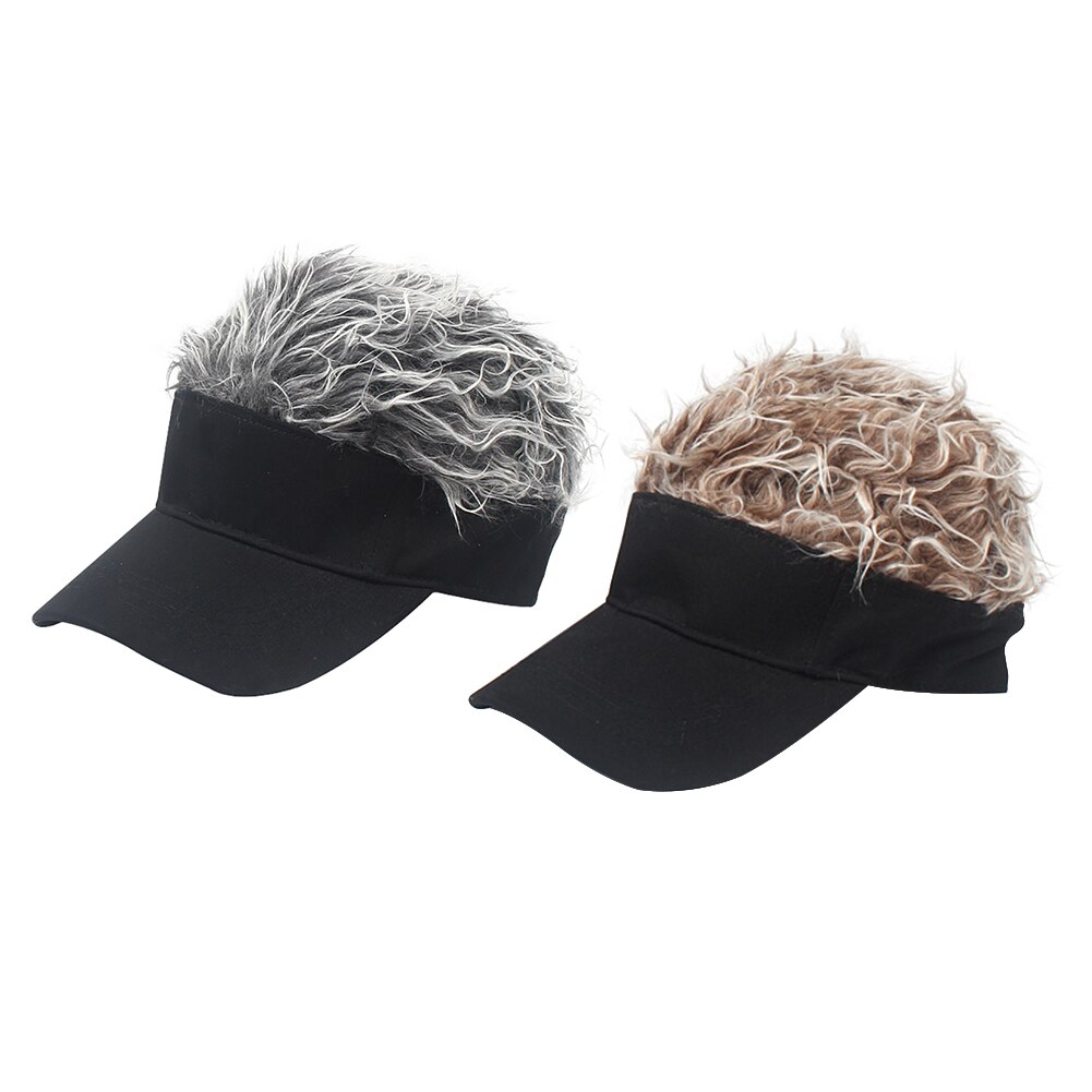 Mannen Vrouwen Casual Beknopte Zonnescherm Verstelbare Zonneklep Baseball Cap met Spiked Haren Pruik Baseball Hoed met Spiked Pruiken