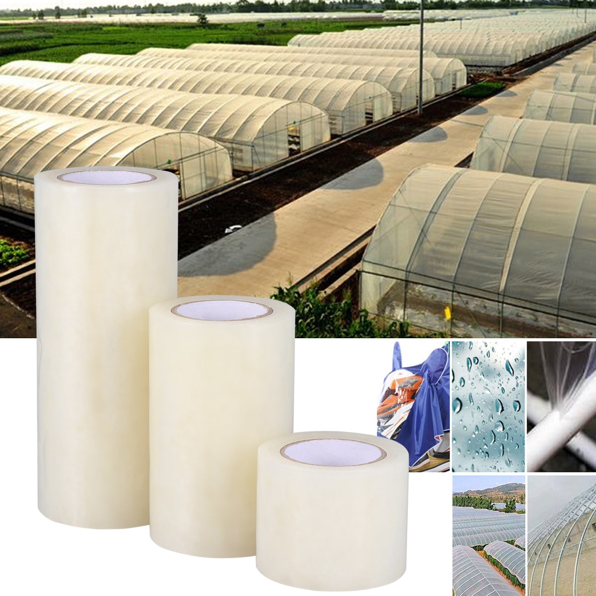 3 Rolls of Greenhouse Film Tapes Durable Utility Adhesive Portable Repairing Tapes House Special Revamp Gummed Tape