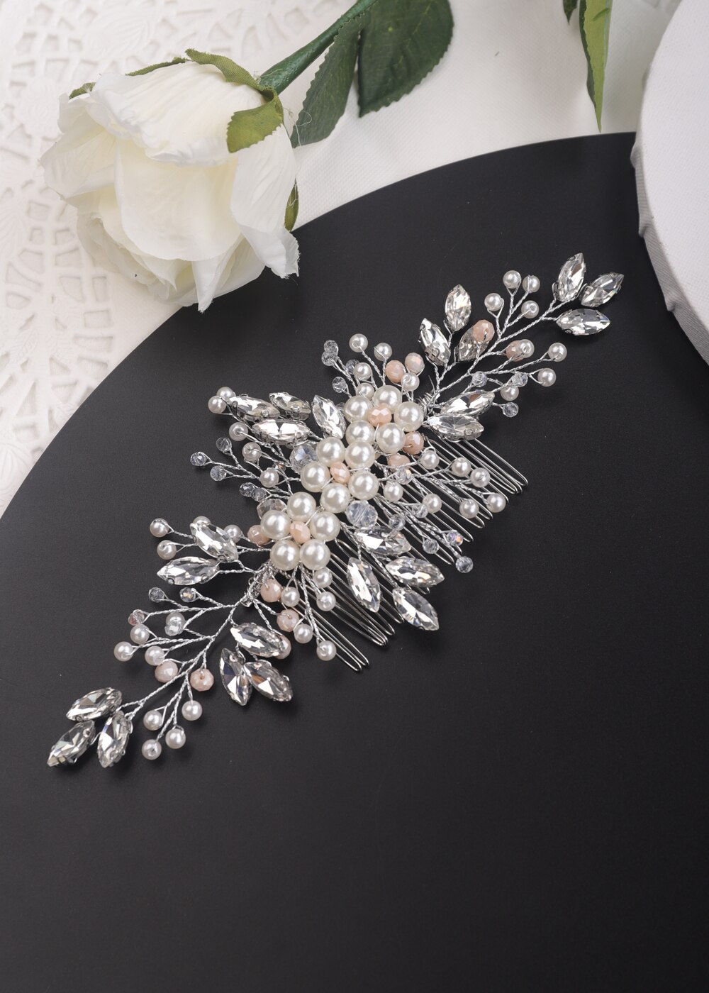 Srebrne kryształki ślubny grzebień robić włosów ślubne srebrne włosy biżuteria włosy Prom i peruki imprezowe akcesoria dla kobiet