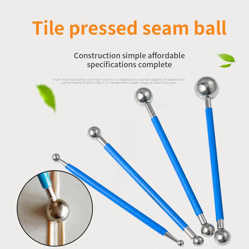 4pcs tile Glass Cement Scraper Double Steel Pressed Ball Grout Repairing Stick Ceramic Floor Glue Gap Scrape Construction Tools