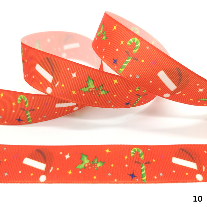 5 yards 25mm julebånd termisk overføring trykt grosgrain bånd for innpakning bryllup dekorasjon hårsløyfer gjør det selv: 10