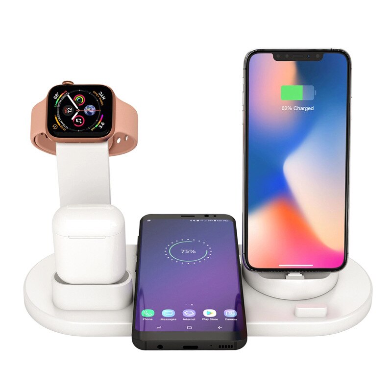 3 In 1 Bracket Met Draadloze Horloge Oplader Voor Huawei Apple Horloge Headset Mobiele Telefoon Stijlvolle Afneembare Horloge Stand