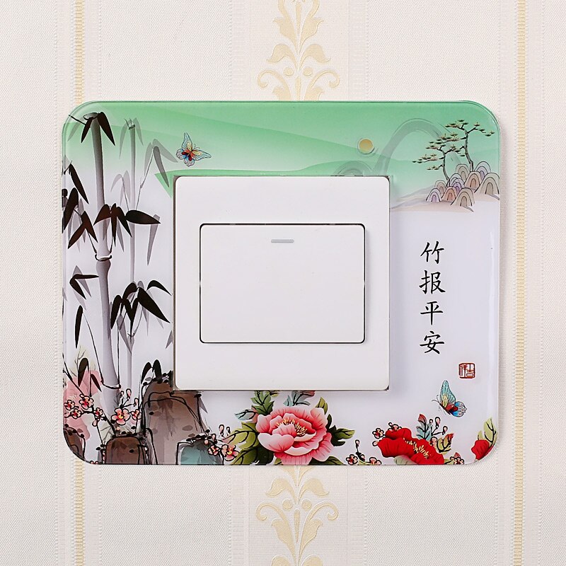 Traditional chinese style Acrylic Socket switch sticker Wall stickers Home decor Living room decoration Light switch cover plate