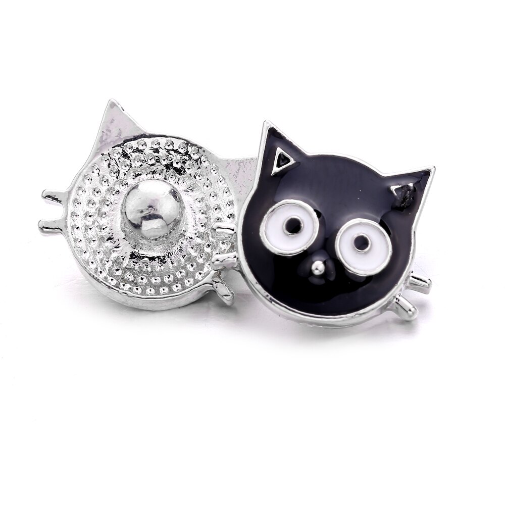 cat Mini Buttons Charms 12mm Metal Snap Button for snap jewelry XH6015