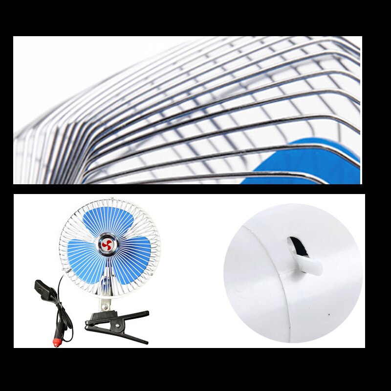 Car Fan Cooler Oscillating Vehicle Car Van 12V/24V Dashboard Truck Home Clip-On Fan Airflow Car Fans Clip on Oscillating Fan